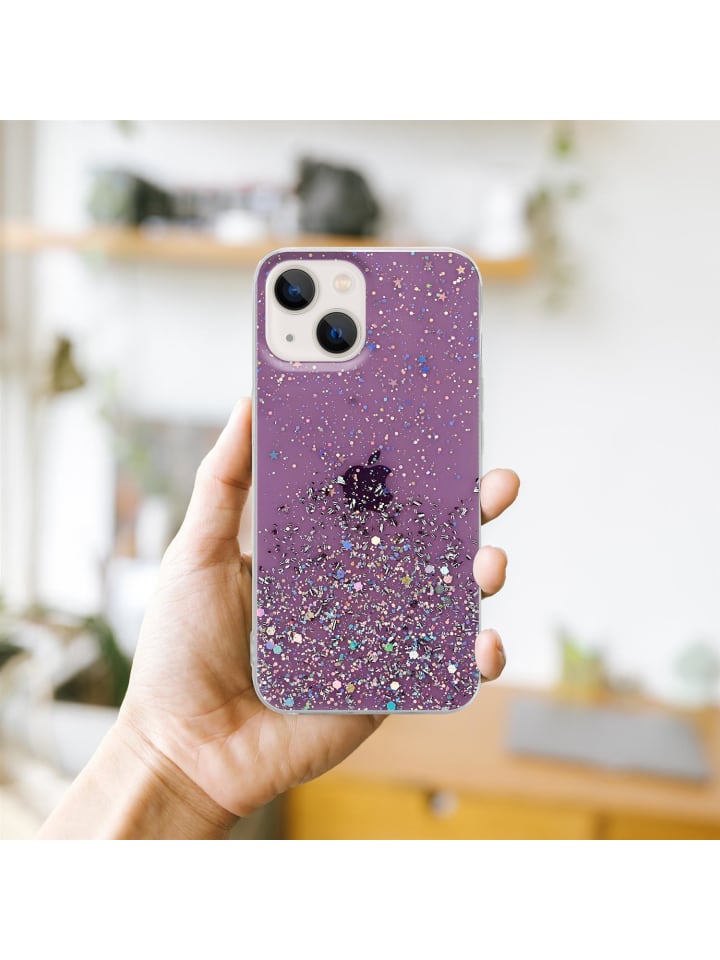 cadorabo Hülle für Apple iPhone 13 Glitter in Lila mit Glitter günstig kaufen onesize