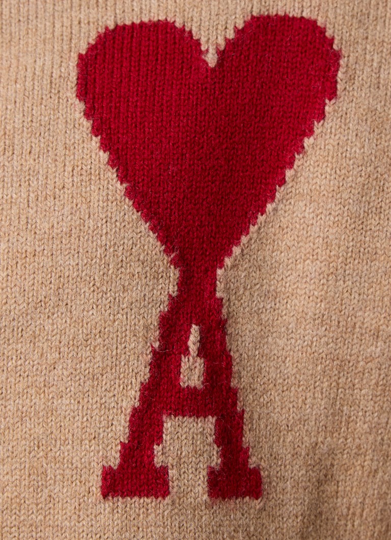 AMI Paris Fine-knit cardigan made of virgin wool with knitted-in logo