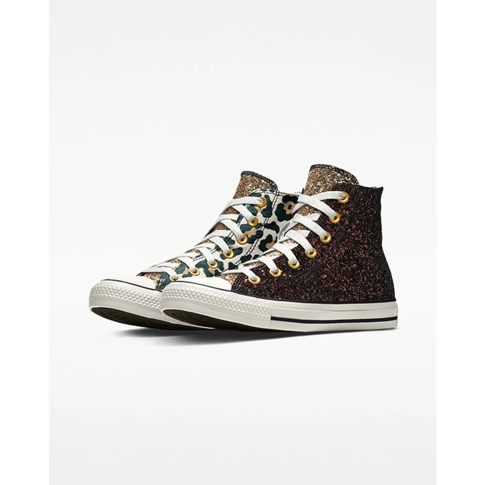 Converse Custom Chuck Taylor All Star Glitter By You 173144CHO23_TRIPANEL_LEOPARD / schwarz