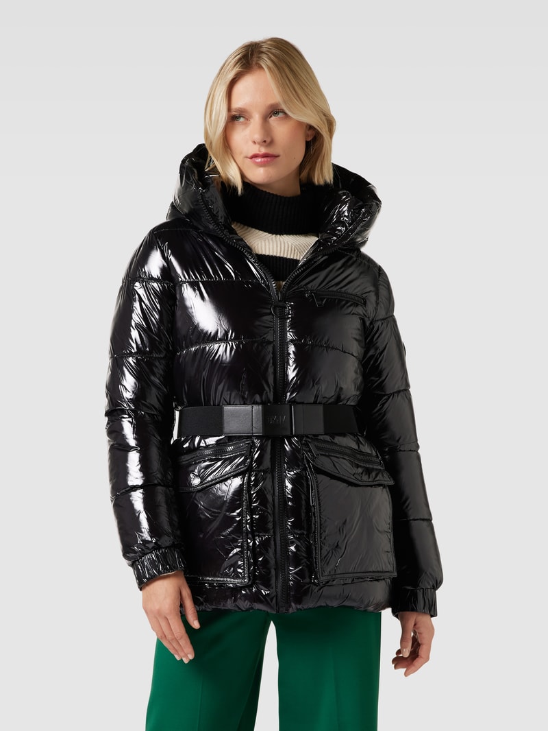Steppjacke mit Gürtel in schwarz