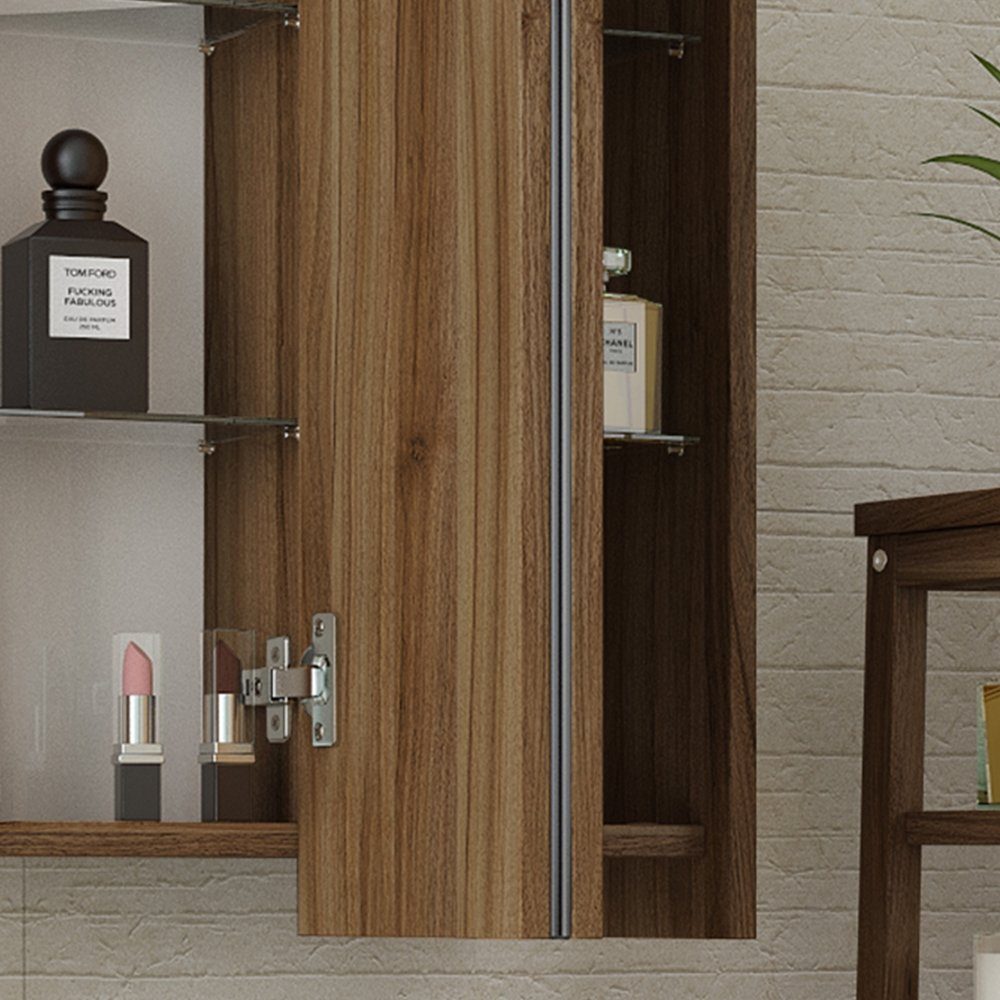 Vicco Spiegelschrank Badspiegel Badschrank MAJEST Nussbaum / Anthrazit