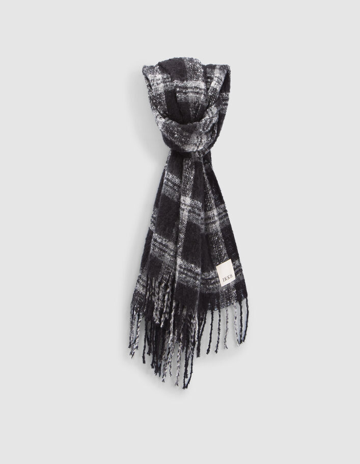 Echarpe noire motif carreaux blancs Femme
