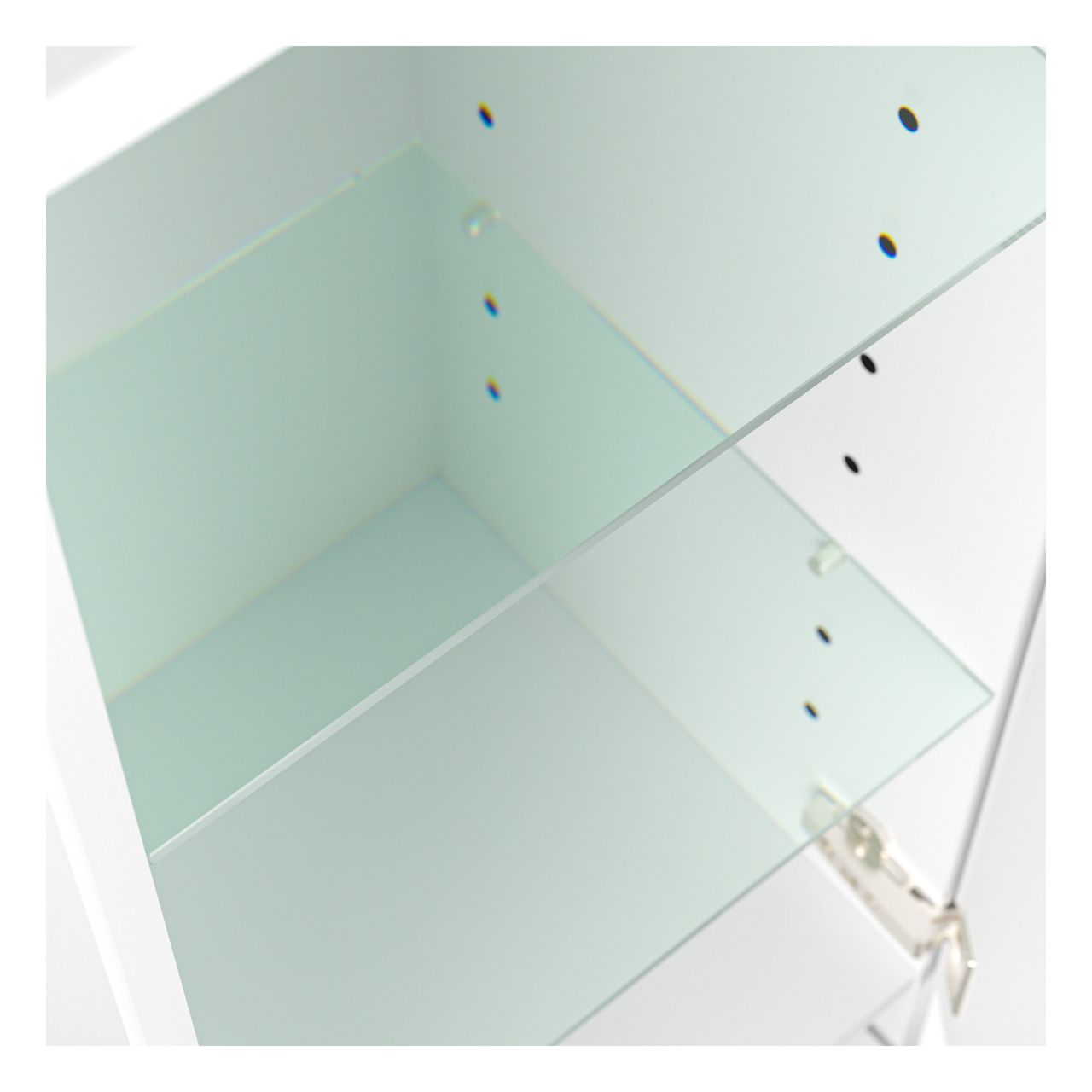 Posseik Hochschrank 120 cm weiss hochglanz mit Glaseinlagen