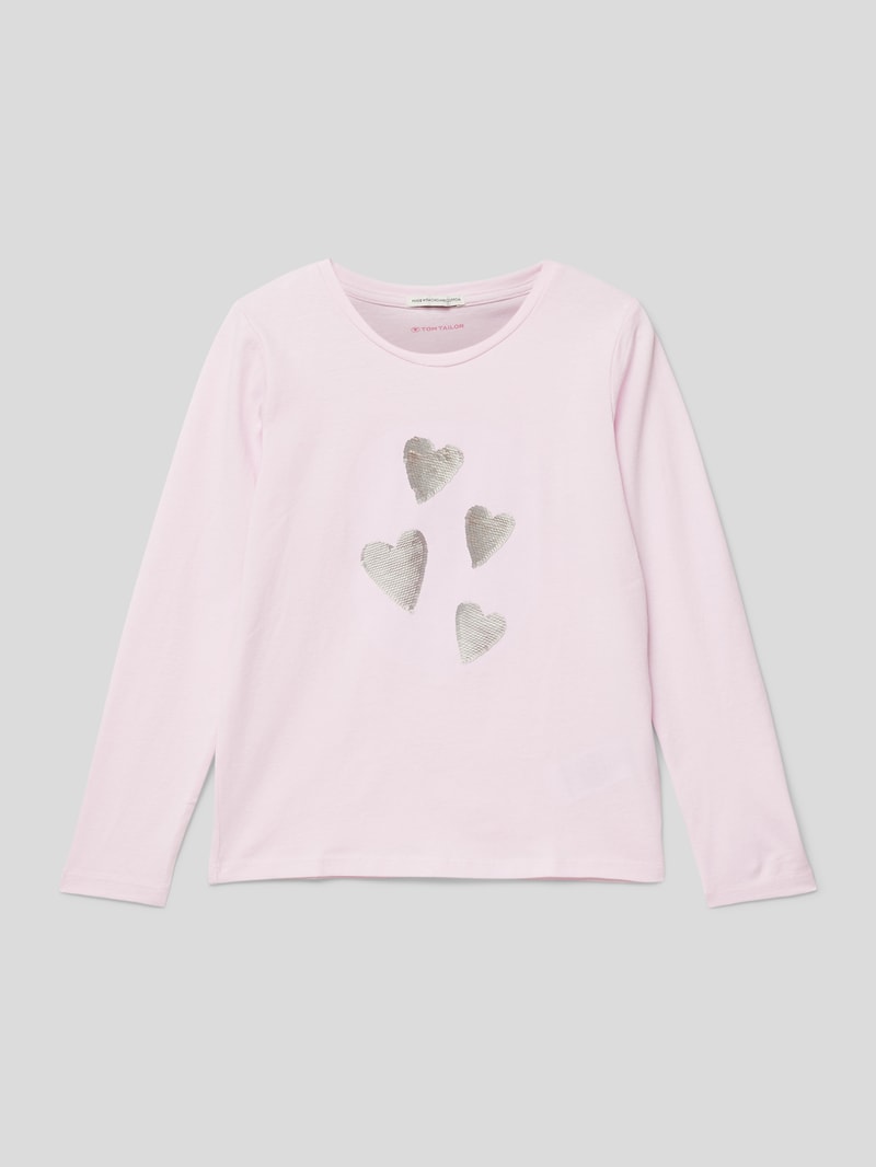 Longsleeve mit Paillettenbesatz in hellrosa