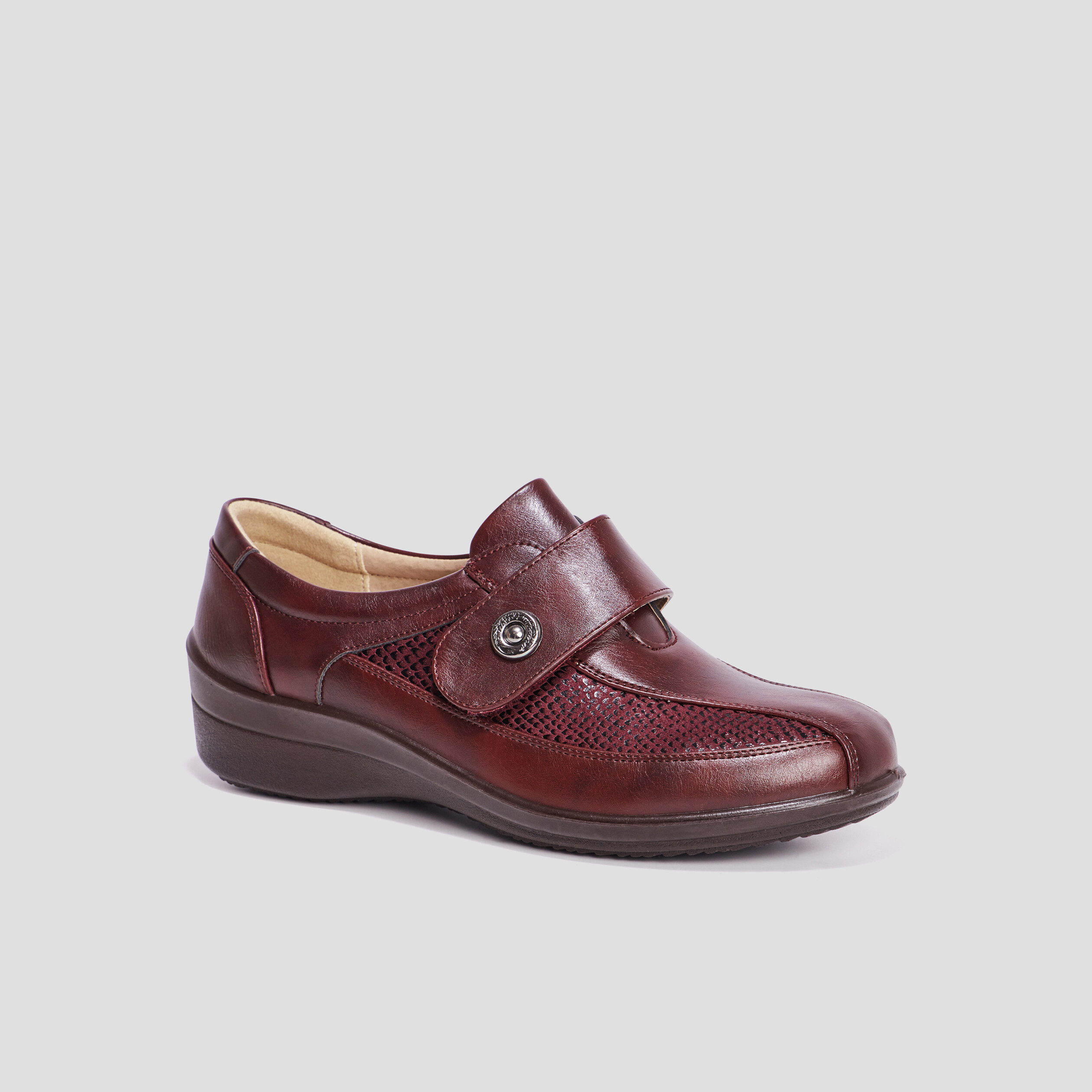 Loafers compensés en cuir bordeaux femme | La Halle