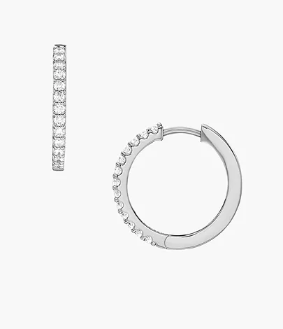 Fossil Creolen-Ohrringe Ellis Pavé Glitz Metall silberfarben