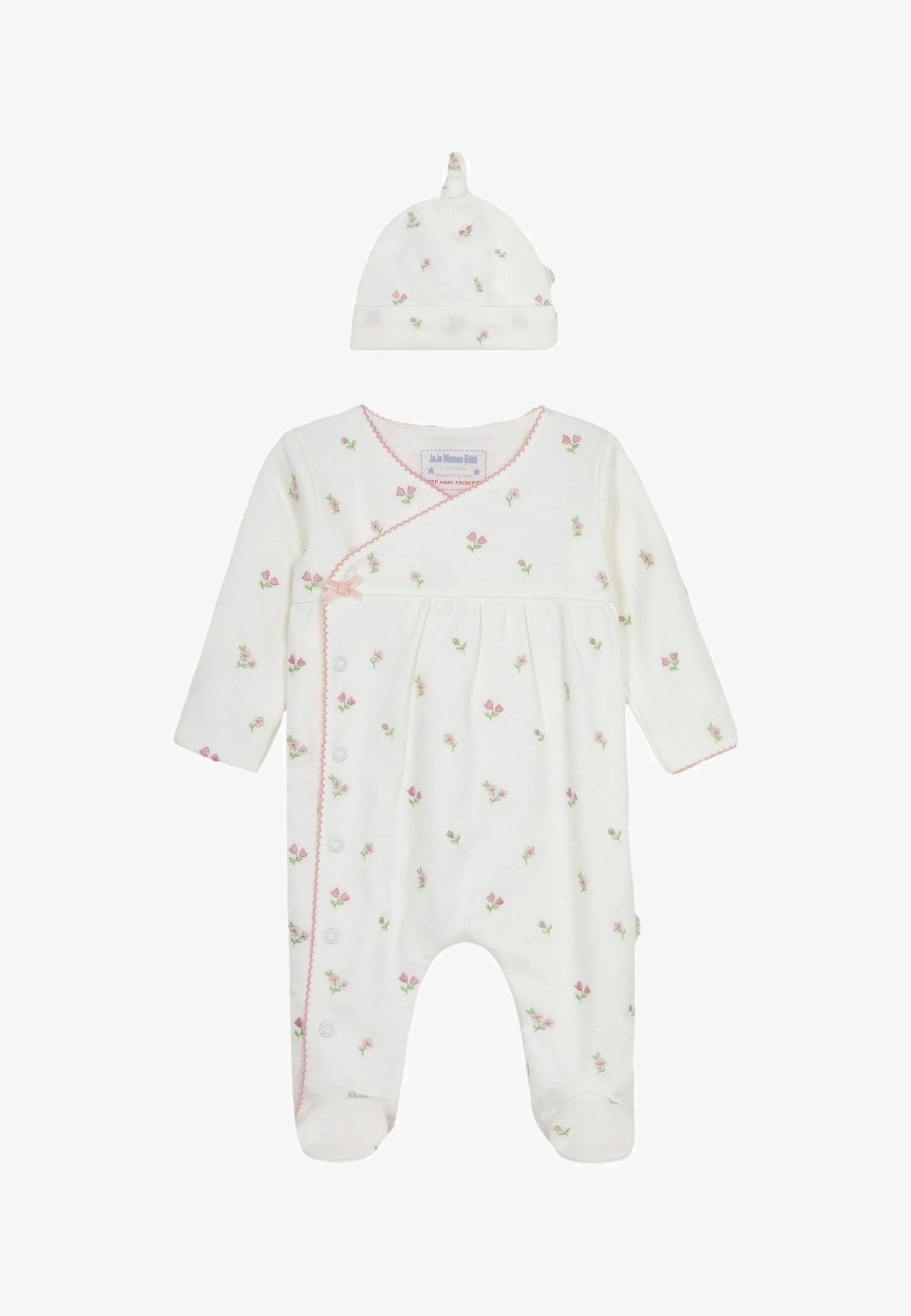 JoJo Maman Bébé FLORAL EMBROIDERED PRETTY REGULAR FIT SET - Gorro