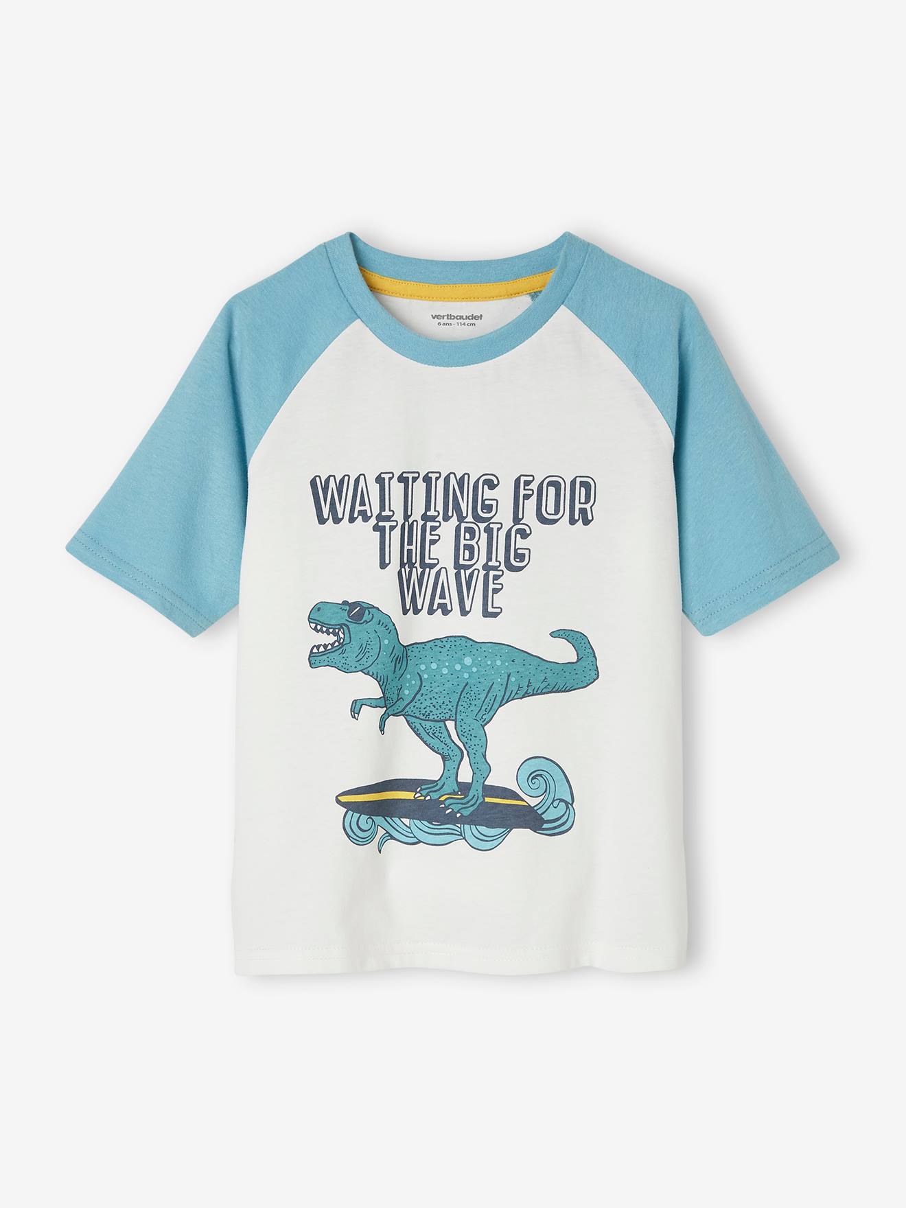 Pyjashort imprimé garçon Dino Surf bleu canard