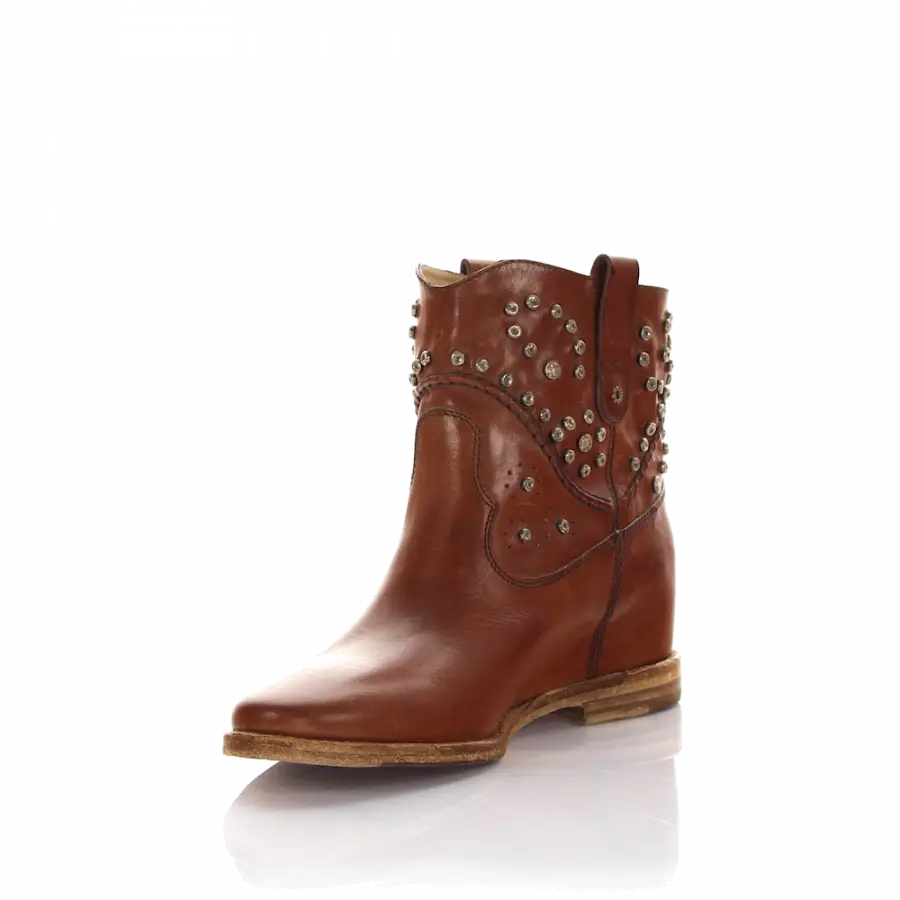 Rossano Bisconti - Stiefeletten Kalbsleder Nieten braun - braun