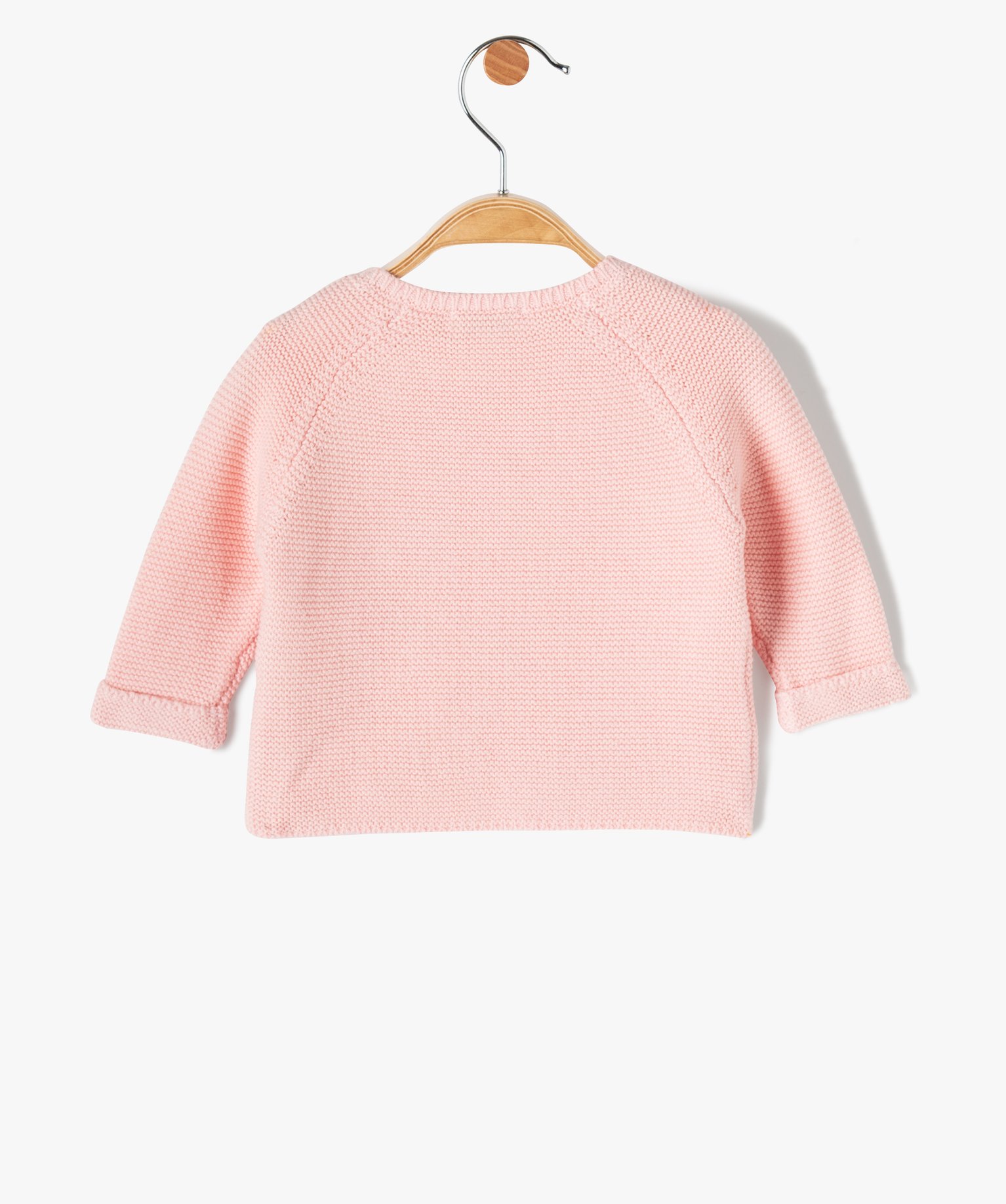 Gilet brassière bébé uni en maille fantaisie rose | GEMO