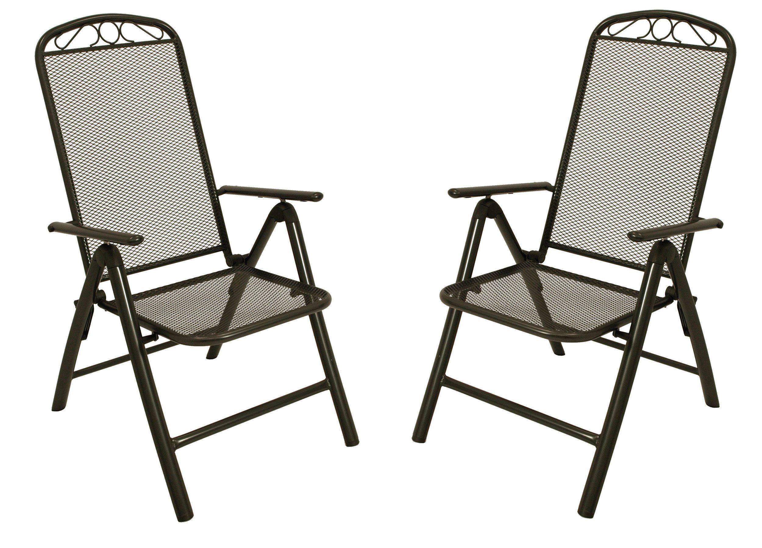 DEGAMO Garten-Essgruppe CLASSIC, (7-tlg), (6x Sessel 1x Tisch), Stahl und Streckmetall anthrazit