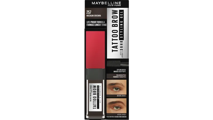 MAYBELLINE NEW YORK Tattoo Studio Augenbrauengel 3 Tage 257 Medium blond - 257 medium brown