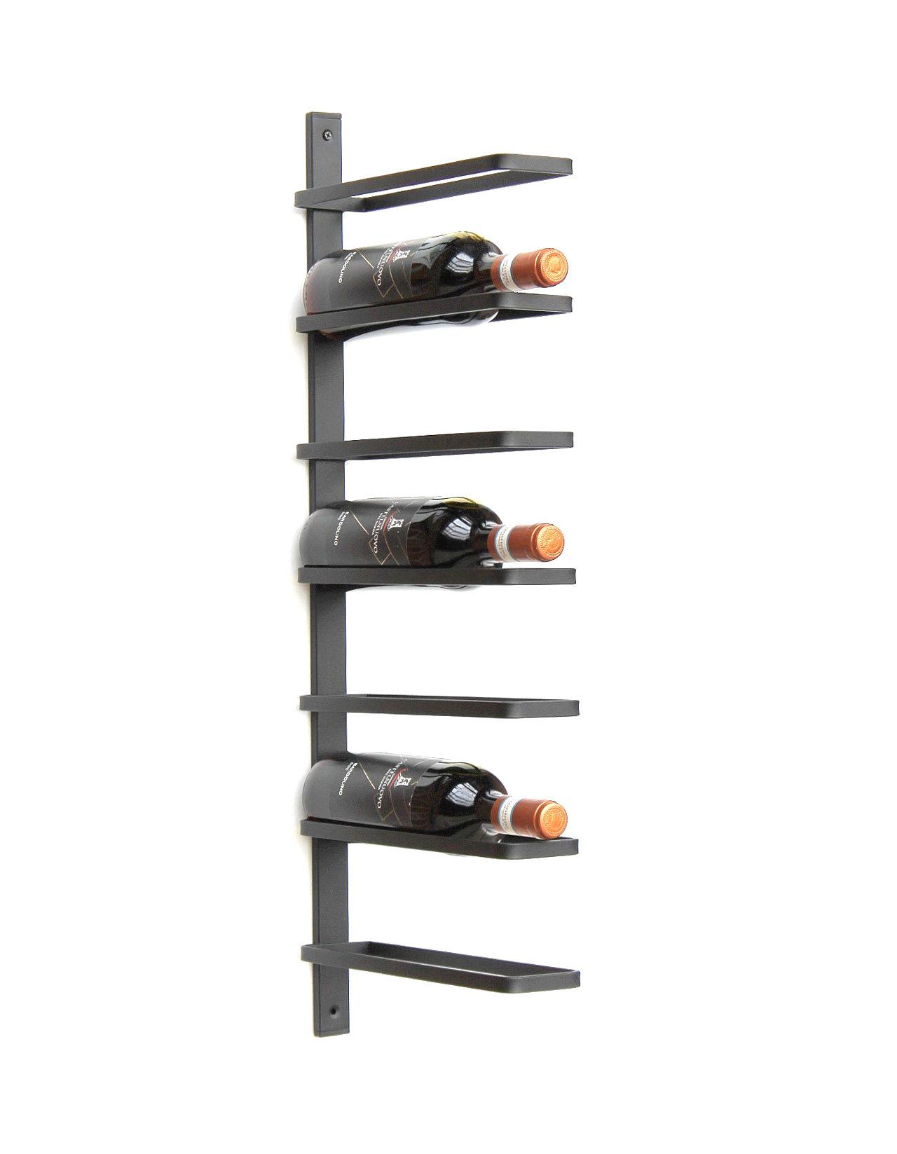 DanDiBo Weinregal Weinregal Metall Wand Schwarz 93885 Flaschenregal Flaschenhalter Wandmontage Modern Wandhalter Wandregal für 7 Flaschen