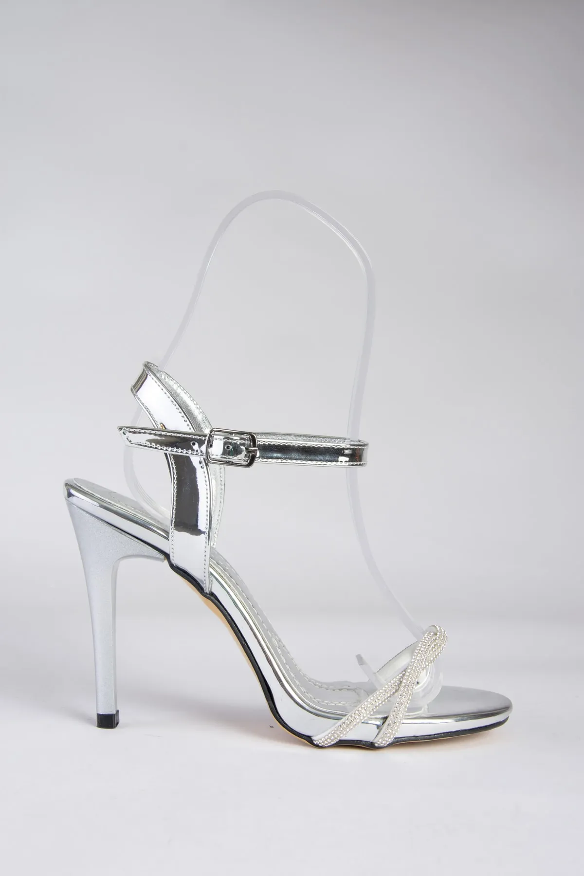Fox Shoes  Silberne Spiegelstein-Abendschuhe mit hohen Absätzen für Damen M251144234