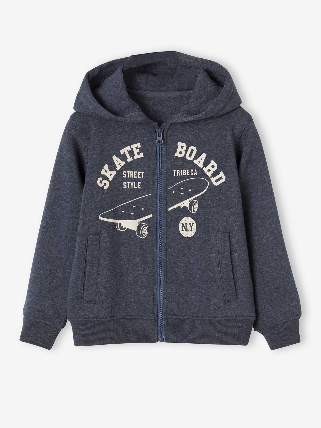Vertbaudet Jungen Kapuzensweatjacke, Skater BASIC Oeko-Tex - graublau