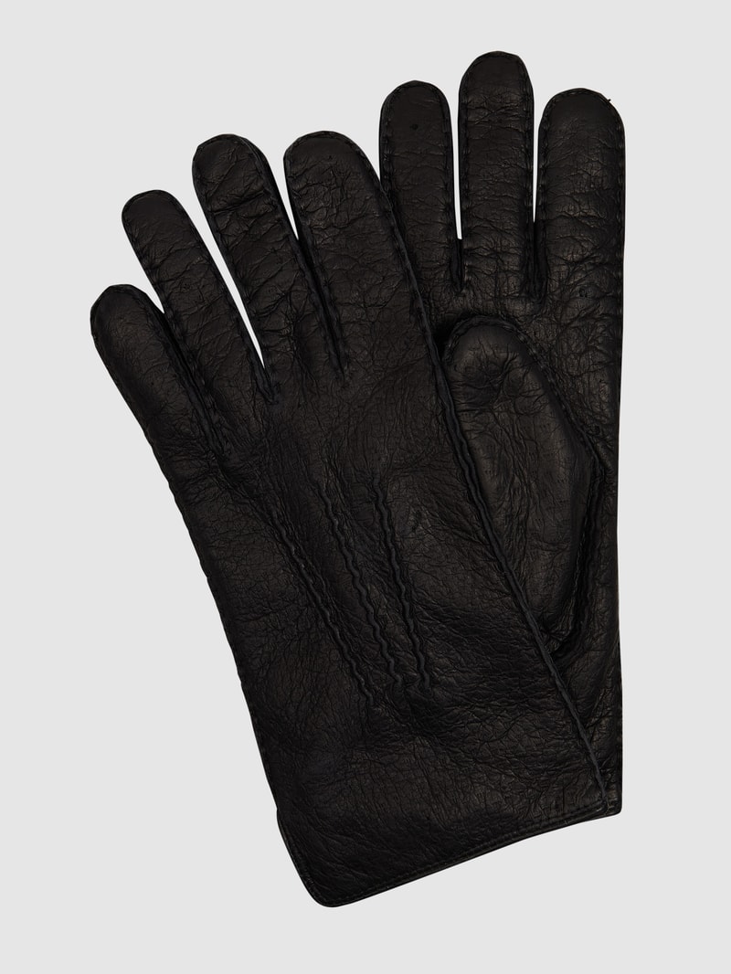 Lederhandschuhe mit Alpakafutter in schwarz