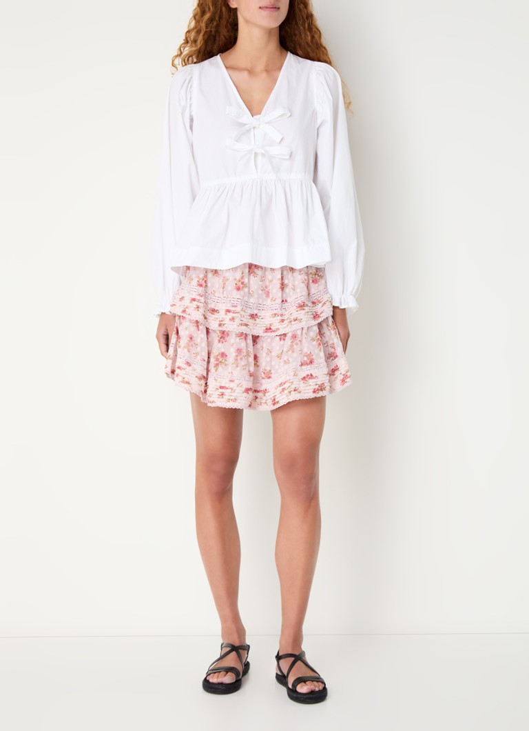 Minigonna a balze con stampa floreale Neo Noir Kenya Dreamy Rose
