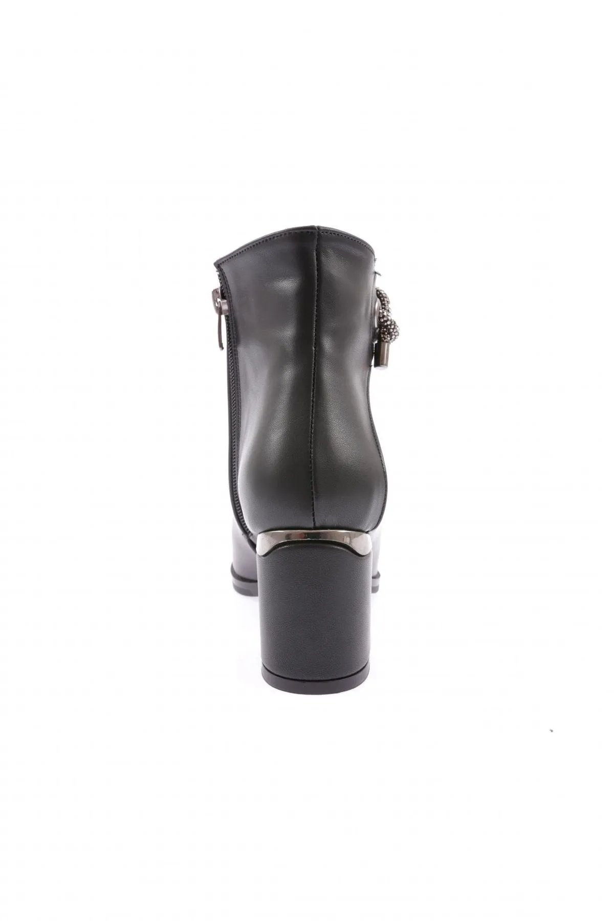 DGN  Schwarze Damenstiefel mit Absatz, Modell 407, Siler Stone, seitlicher Reißverschluss