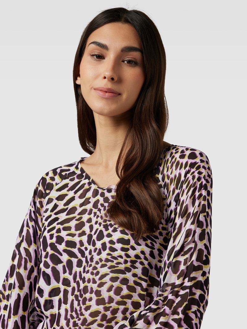 Bluse mit Animal-Print in flieder