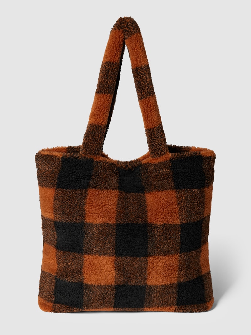 Shopper mit Allover-Muster Modell 'Brownie' in cognac