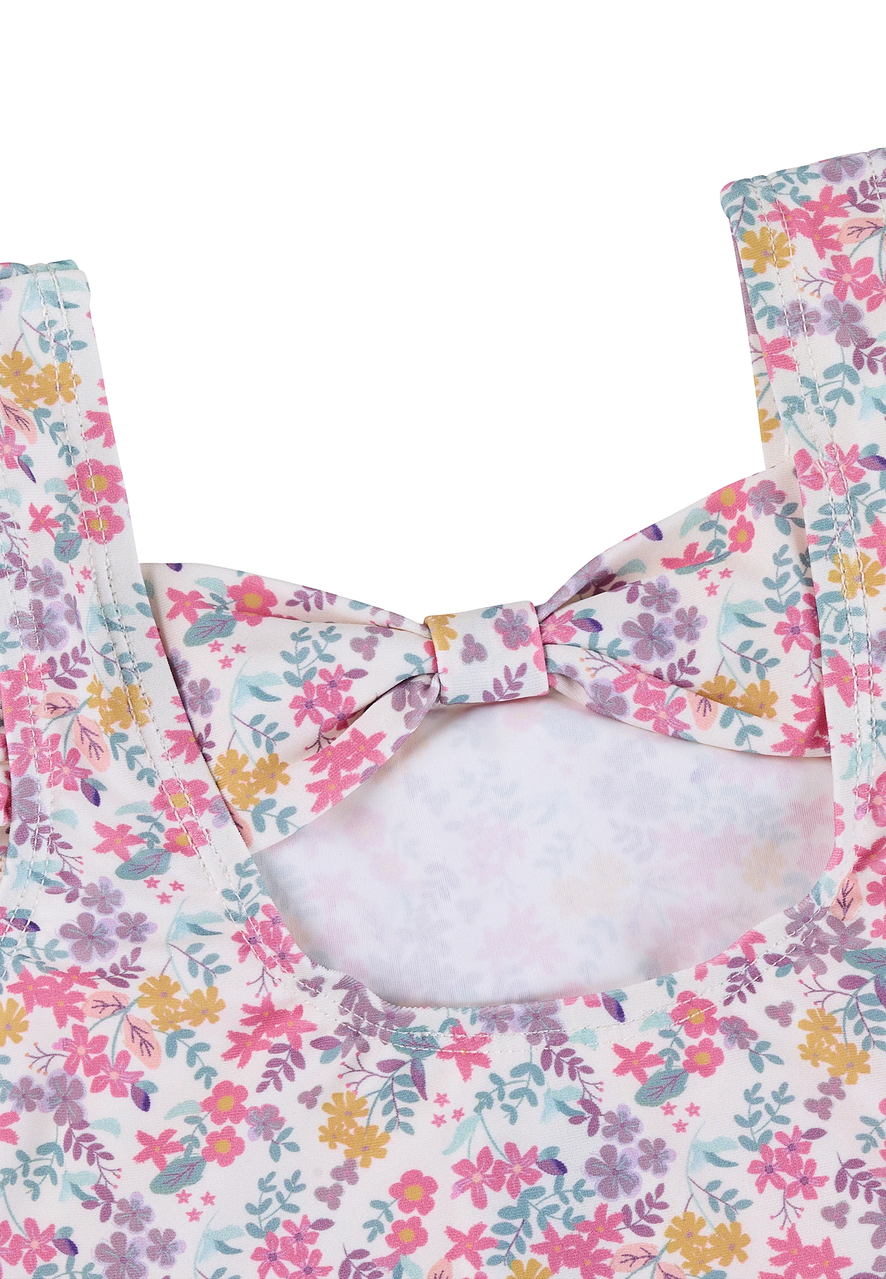Schwimmshirt bedruckt mit bunten Blumen in ecru