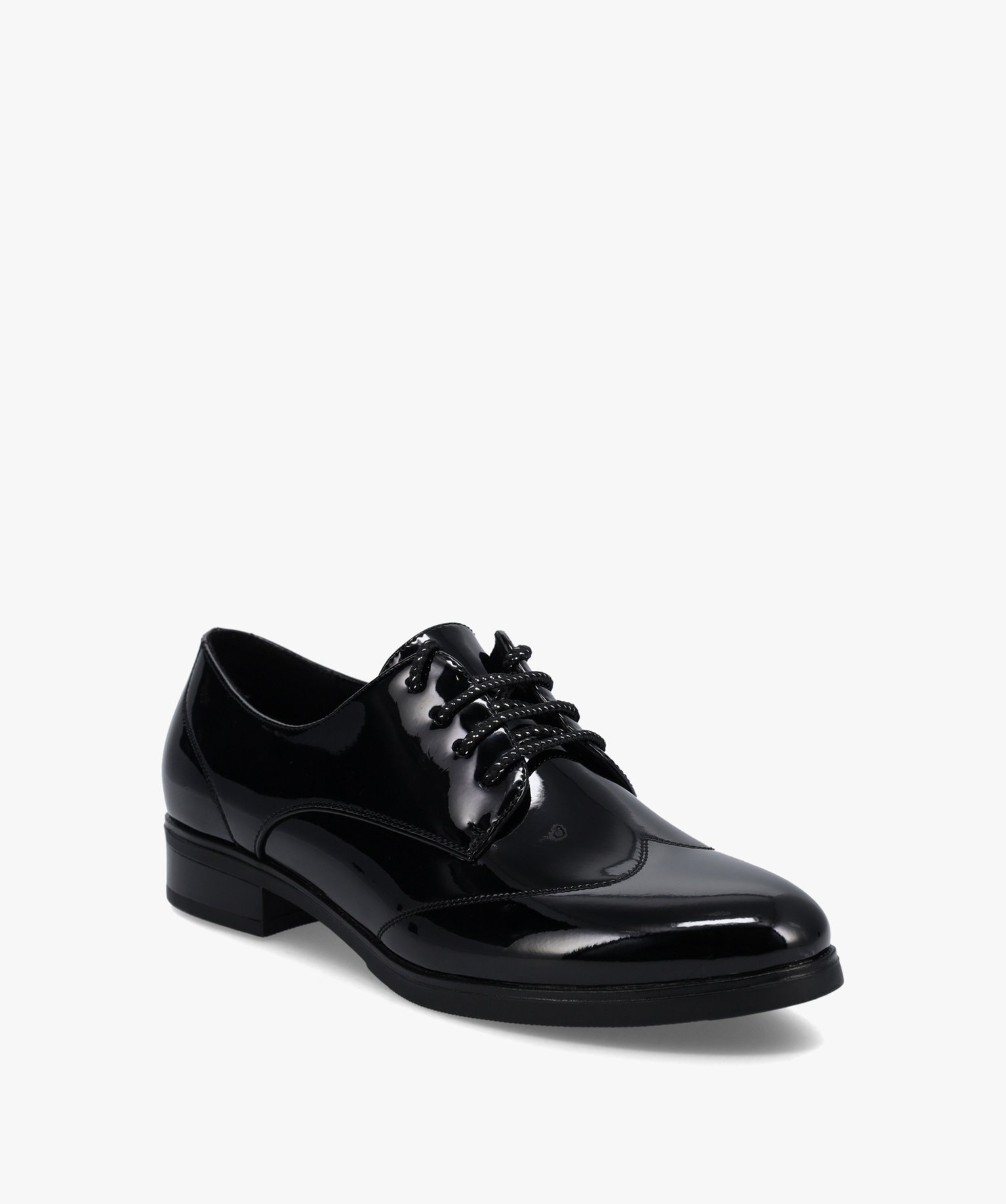 Derbies femme à talon plat et dessus fantaisie noir | GEMO