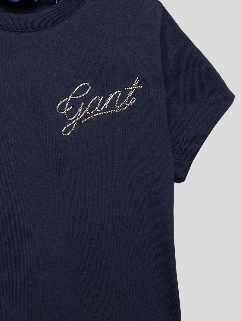 T-Shirt mit Label-Stitching in marineblau