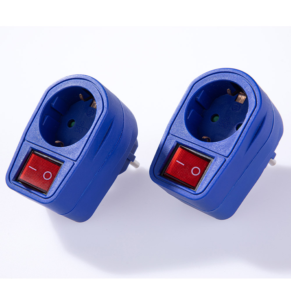 Powertec Electric Abschaltbarer Zwischenstecker - Blau, 2er-Set