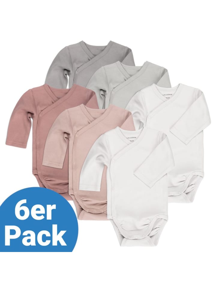 LaLoona Wickelbody Langarm 6er Pack - Beere Grau - in rosa,grau günstig kaufen 62/68
