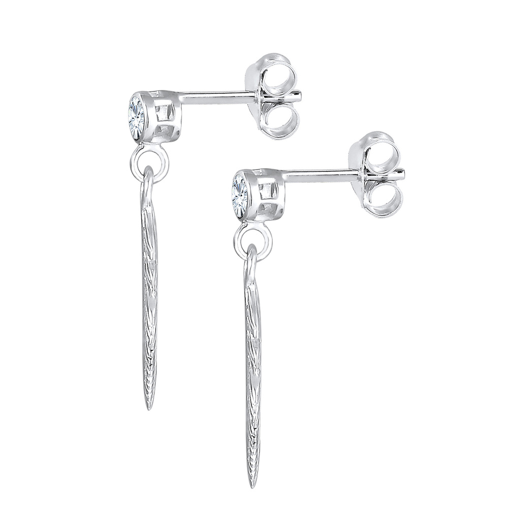 Elli Elli Boucles d'Oreilles Femmes Pendentif d'oreilles Plume Boho avec Cristal en Ar Boucles d'oreilles