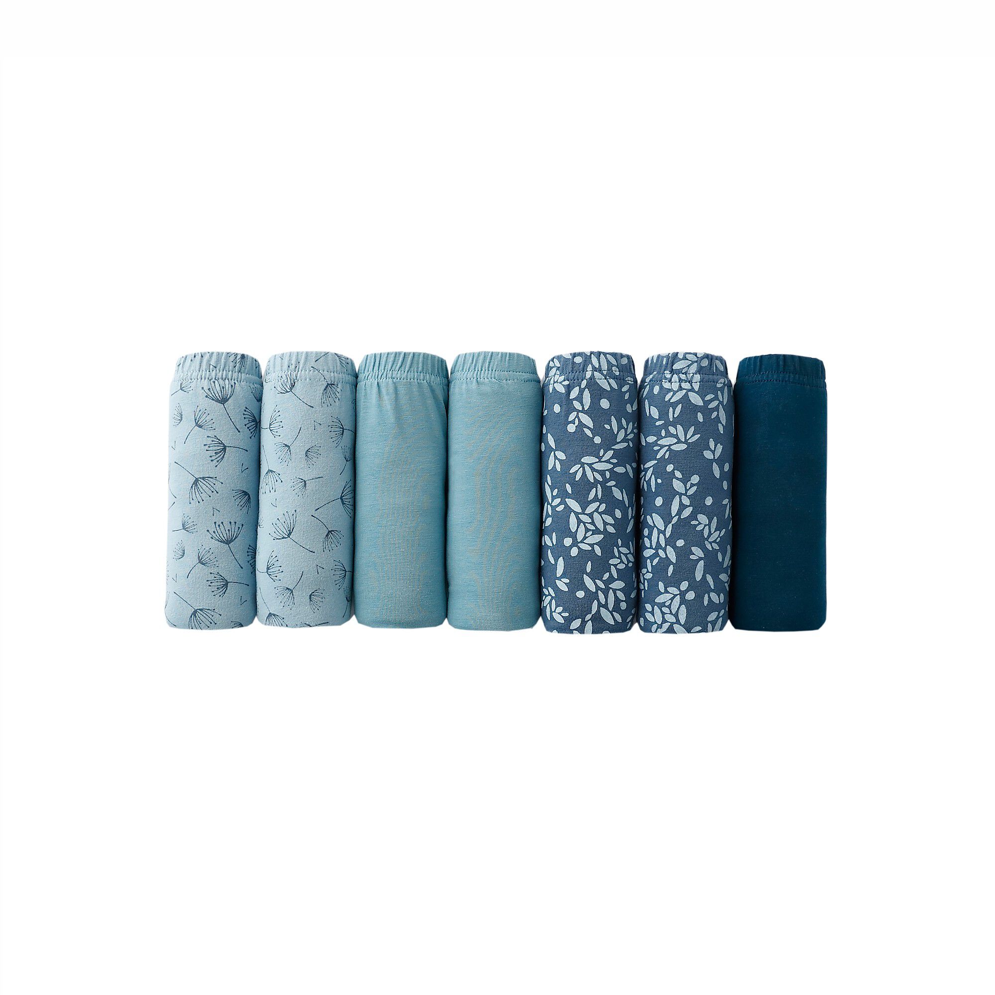 Culotte coton forme maxi unie bleue et imprimée pissenlit