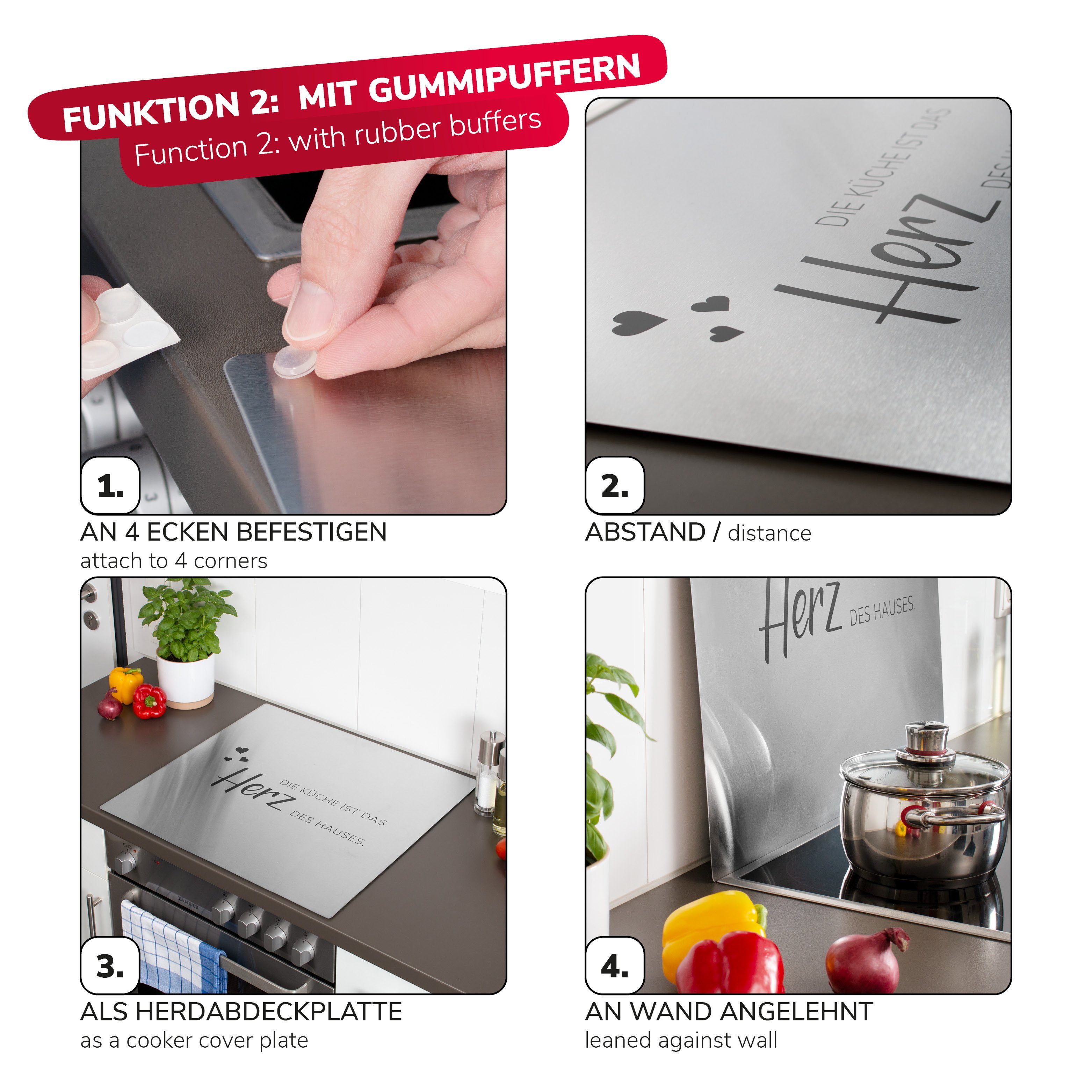bremermann Spritzschutz bremermann Herdspritzschutz 2in1 mit Dekor aus Edelstahl // ca. 59 B