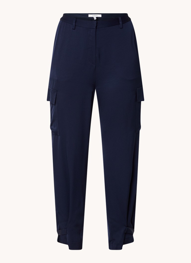 Pantaloni LKBennett Luna cu talie înaltă, conici, din satin, cu buzunare cu clapă
