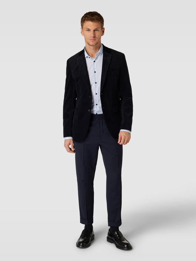 Super Slim Fit Business-Hemd mit Allover-Muster in bleu