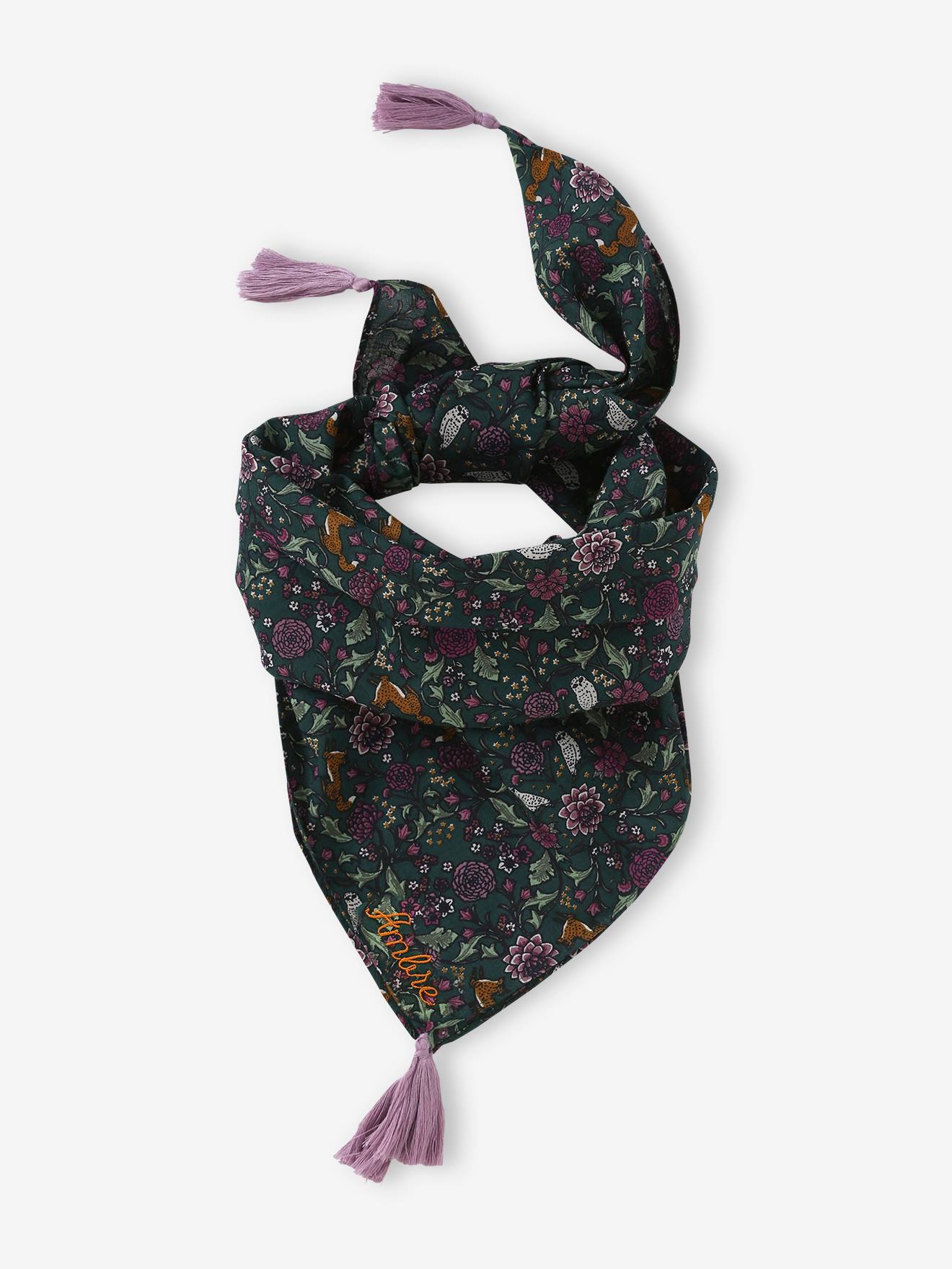 Foulard imprimé personnalisable fille vert imprimé
