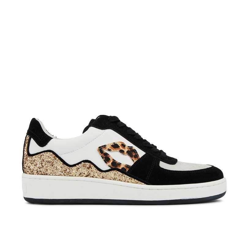 Baskets en cuir Loulou blanc noir leopard