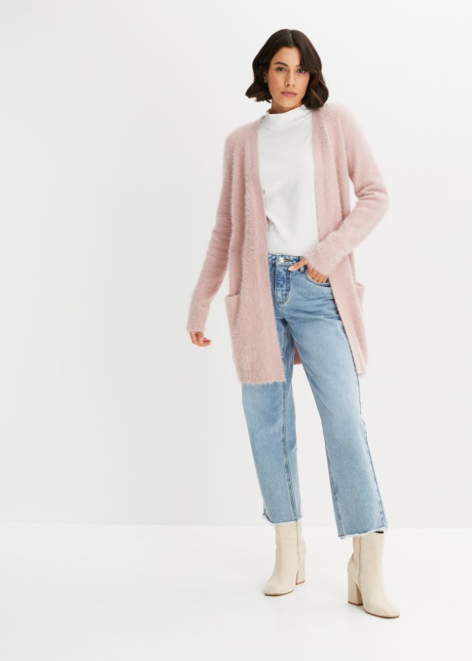 Longstrickjacke in Flauschoptik