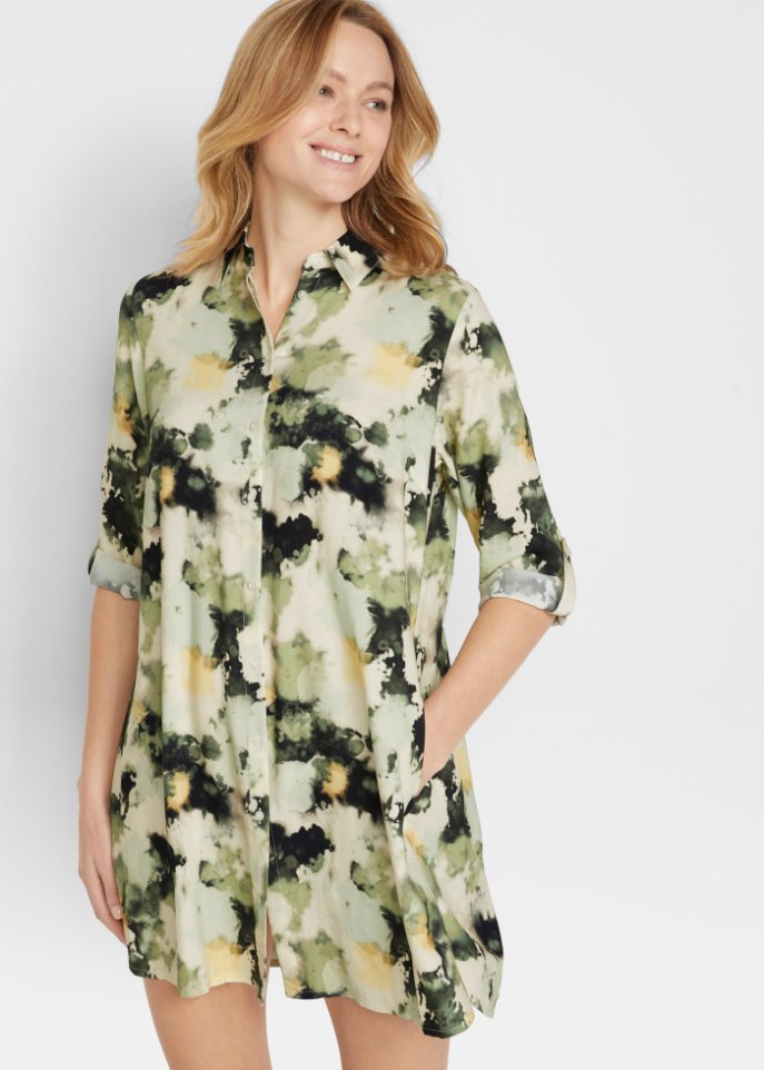 Kurzes Blusenkleid mit Seitentaschen