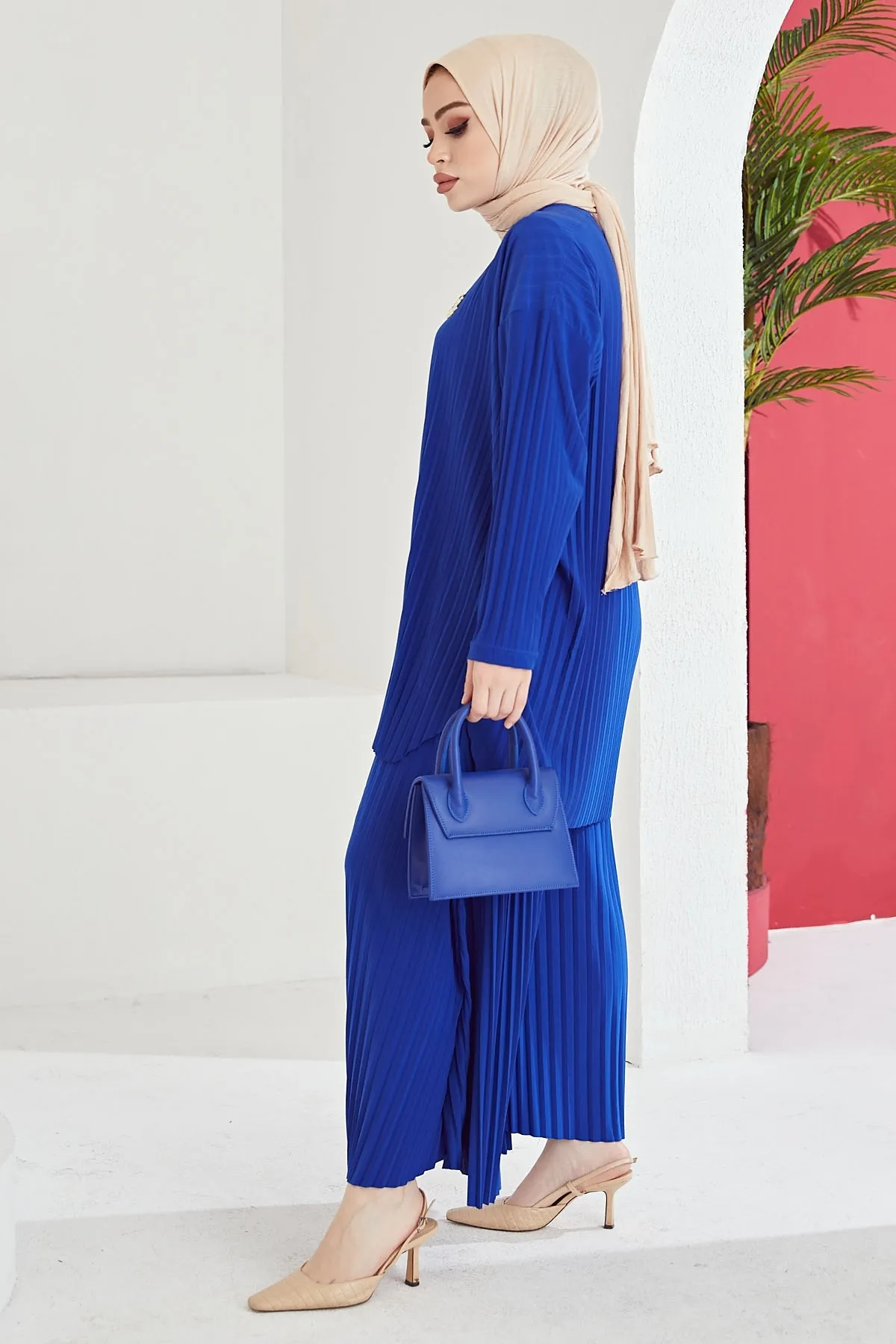InStyle  Mila Faltenhosen-Tunika-Doppelset – Saksblau