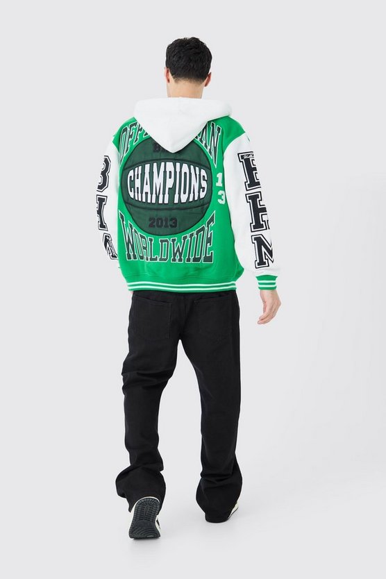 Oversize Basketball Jersey-Jacke mit Applique
