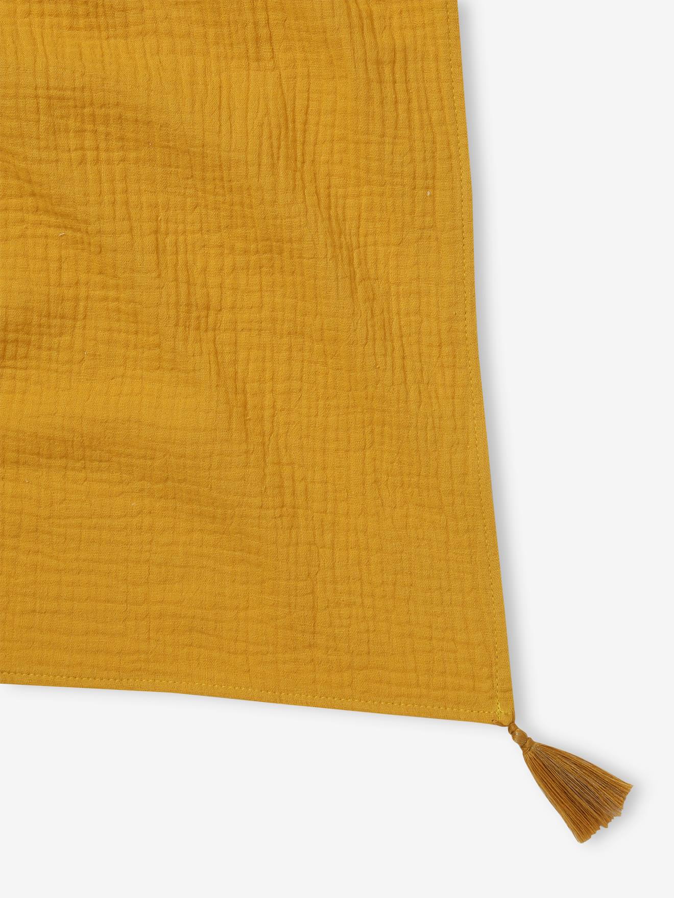 Foulard uni personnalisable à pompons fille ocre