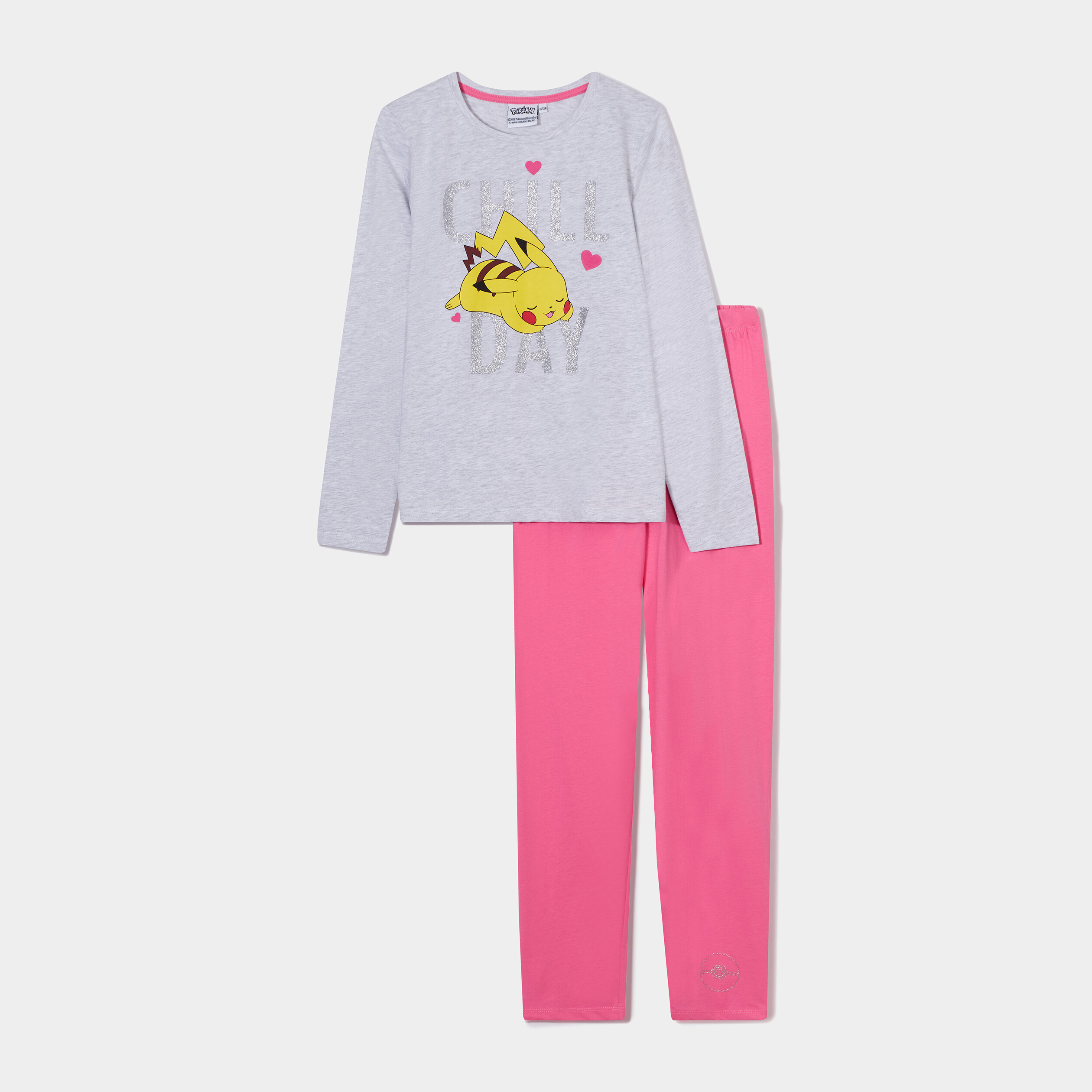 Ensemble pyjama pantalon Pokémon Pikachu gris clair fille | La Halle