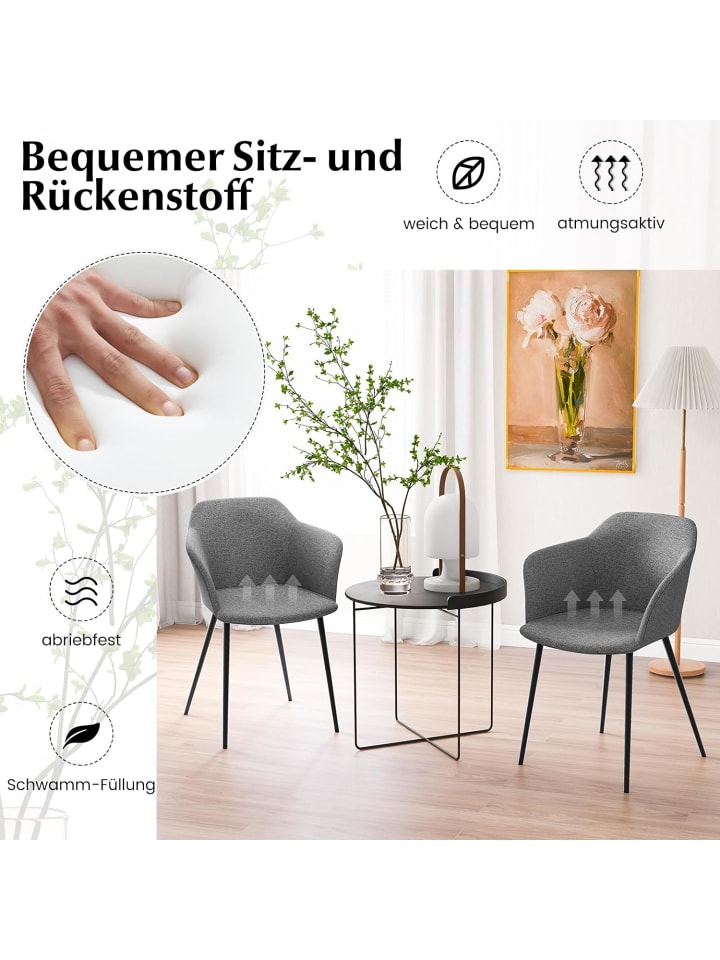 COSTWAY Esszimmerstühle 2er Set in Anthrazit günstig kaufen onesize