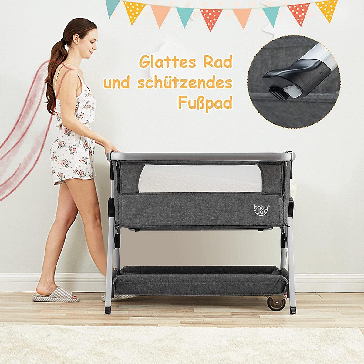3 in 1 Beistellbett & Reisebett höhenverstellbar mit Matratze