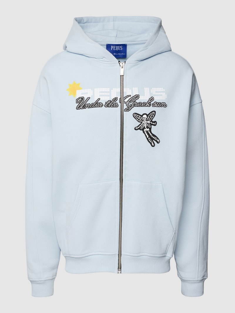 PEQUS X P&C - Oversized Sweatjacke mit Label-Details in ozean blau