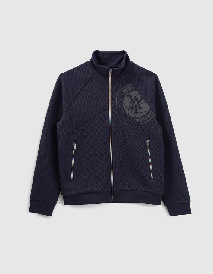 Cardigan marine molleton tech fleece reliefé garçon