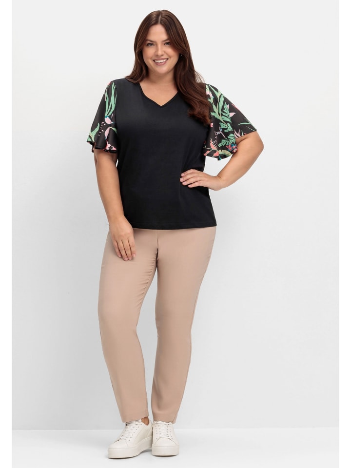 sheego Shirt in schwarz gestreift günstig kaufen