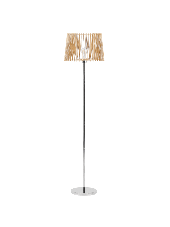 Beliani Stehleuchten FORGE in Heller Holzfarbton/Silber/Transparent günstig kaufen onesize