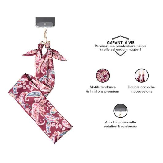 Șnur de gât pentru smartphone FORCE POWER Bandana Bordeaux