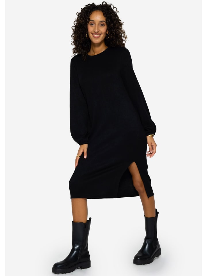 SASSYCLASSY Softes Jerseykleid in Midilänge in Schwarz günstig kaufen